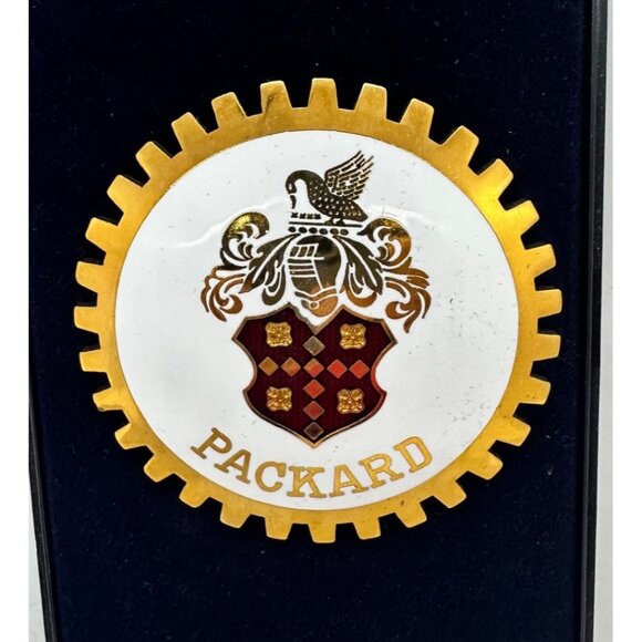 Packard Cloisonné Car Badge Gold Red Mounting Hardware Emblem Auto - Picture 1 of 10